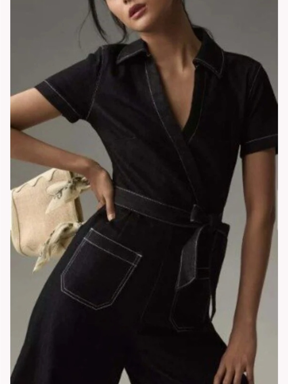 Anthropologie Dark Indigo Wide-Leg Denim Jumpsuit - Picture 6 of 6